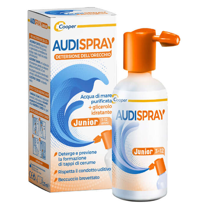 Audispray - Soluzione di acqua di mare ipertonico  junior igiene orecchio spray senza gas 25 ml