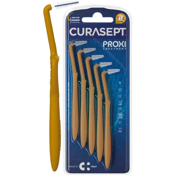 Curasept - Scovolino  proxi angle misura t14 conico iso 4 colore ocra diametro 1,4 mm 5 pezzi