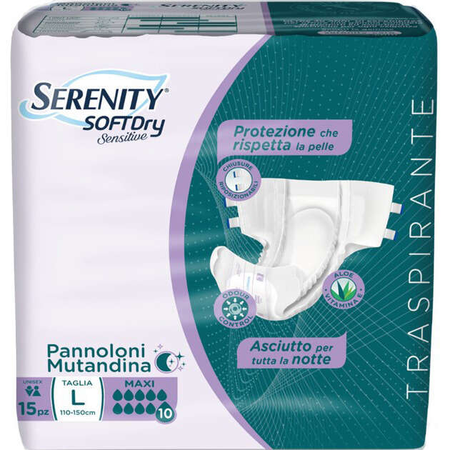 Serenity - Pannolone mutandina  sd sensitive maxi l 15 pezzi