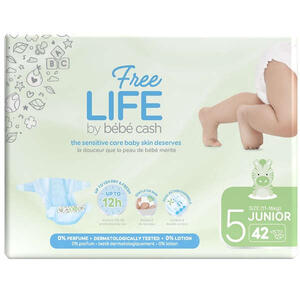 Free life by bébé cash - Freelife by bebecash pannolini junior taglia 5 11-25 kg girovita 41-62 cm 42 pezzi