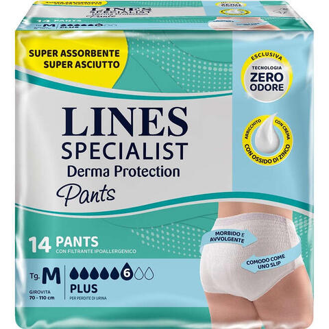 Lines specialist - Pannolone per incontinenza  derma pants plus m 14 pezzi