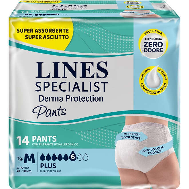 Lines specialist - Pannolone per incontinenza  derma pants plus m 14 pezzi