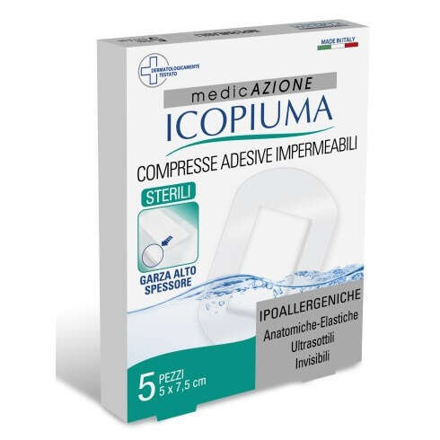 Icopiuma - Garza compressa medicata postoperatoria 5x7,5 cm 5 pezzi