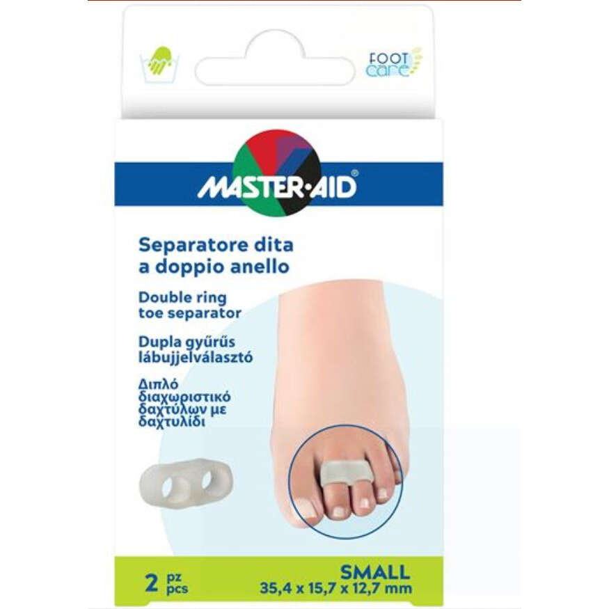 Master aid  separatore dita a doppio a anello - Separatore dita master-aid footcare con anello doppio small 2 pezzi c10