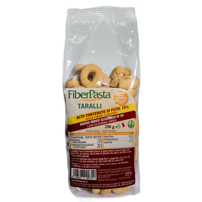 Fiberpastataralli a basso indice glicemico - Fiberpasta taralli basso indice glicemico 250 g