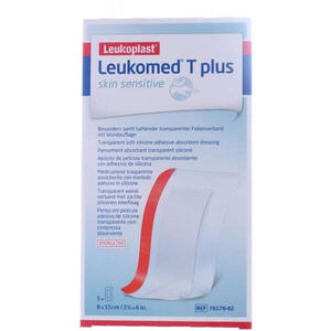 Leukomed - T plus skin sensitive medicazione post-operatoria trasparente impermeabile con massa adesiva al silicone 8x15cm 5 pezzi