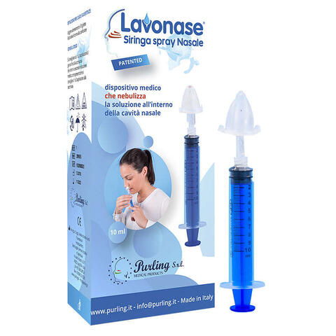 Lavonase - Siringa spray nasale non sterile 10 ml luer-lock con cappuccio + ugello nasale con raccordo luer-lock + perforatore con valvola non ritorno con tappo