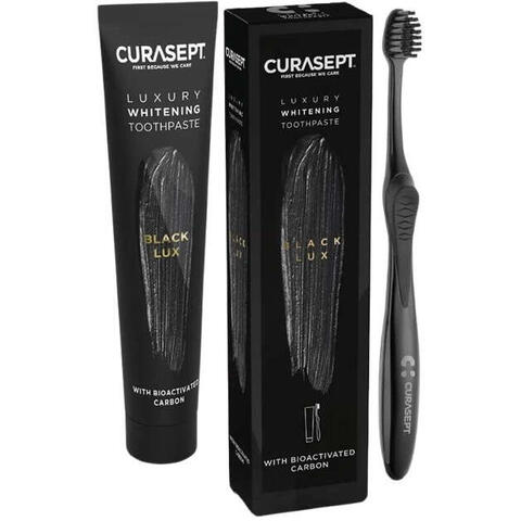 Curasept - Black luxury whitening dentifricio 75 ml + spazzolino