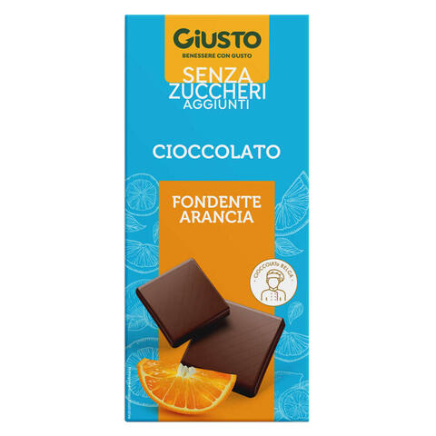 Giusto - Senza zucchero cioccolato fondente arancia 85 g