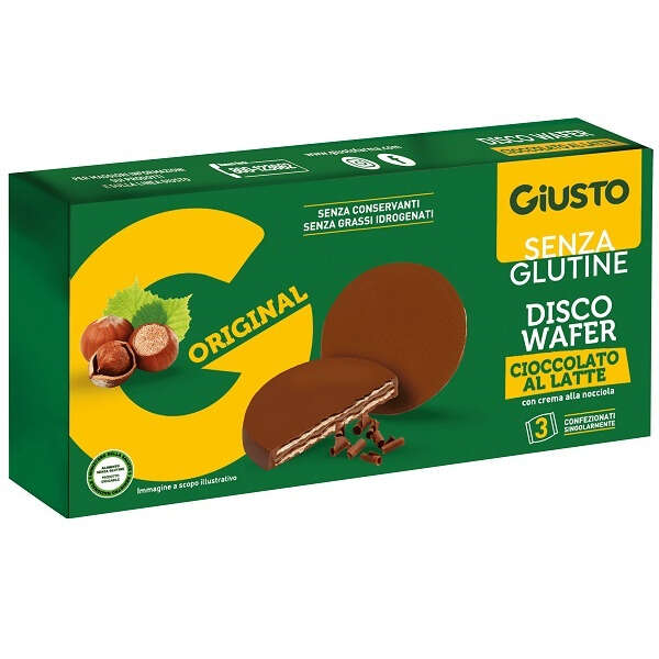 Giusto - Senza glutine disco wafer cioccolato al latte 3 x 24 g