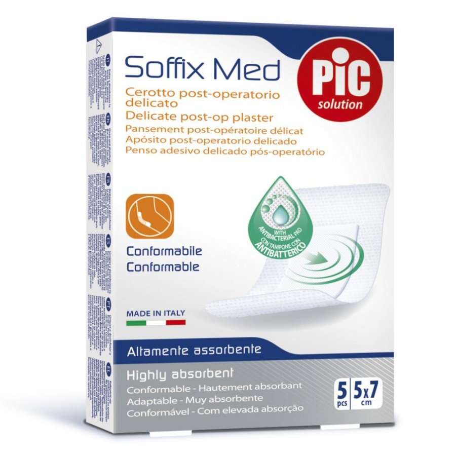 PIC - CEROTTO SOFFIX MED IN TNT STERILE MONOUSO 5X7 CM  CON ANTIBATTERICO 5 PEZZI