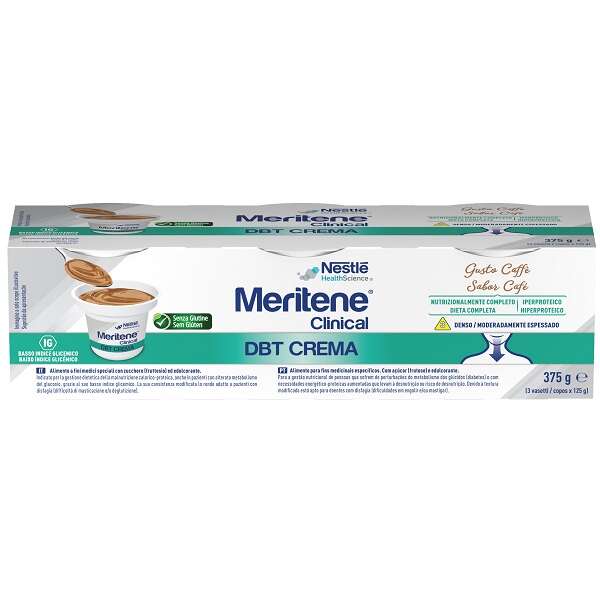 Meritene - Clinical dbt creme caffe' 3 vasetti da 125 g con zucchero ed edulcorante senza glutine