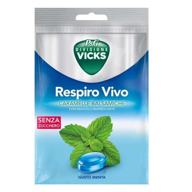 Vicks - Respiro vivo caramelle balsamiche menta 72 g con edulcoranti