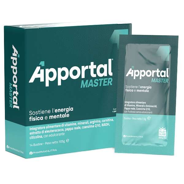Pharmanutra - Apportal master 14 bustine da 7,5 g con edulcorante gusto arancia e passion fruit senza glutine senza lattosio
