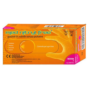 Med nitryl free - Guanto monouso in nitrile blu non sterile senza polvere lunghezza 245 mm misura medium codice colore rosa 100 pezzi