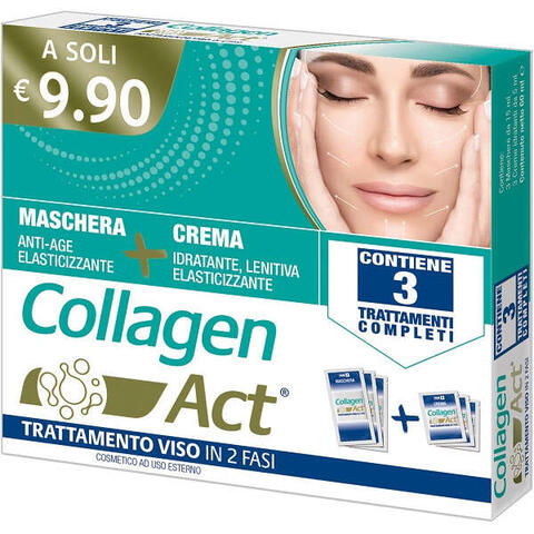 F&f - Collagen act trattamento viso 2 fasi maschera anti age elasticizzante 3 pezzi da 15 ml + crema idratante lenitiva elasticizzante 3 pezzi da 5 ml