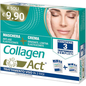F&f - Collagen act trattamento viso 2 fasi maschera anti age elasticizzante 3 pezzi da 15 ml + crema idratante lenitiva elasticizzante 3 pezzi da 5 ml