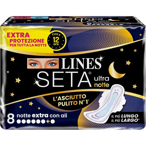 Lines - Seta ultra assorbenti notte 8 pezzi
