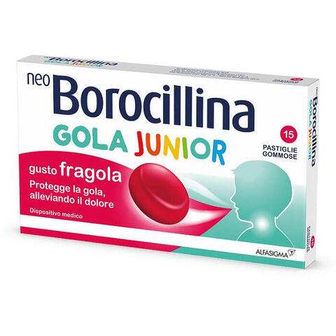 Neoborocillina - Gola junior 15 pastiglie gusto fragola