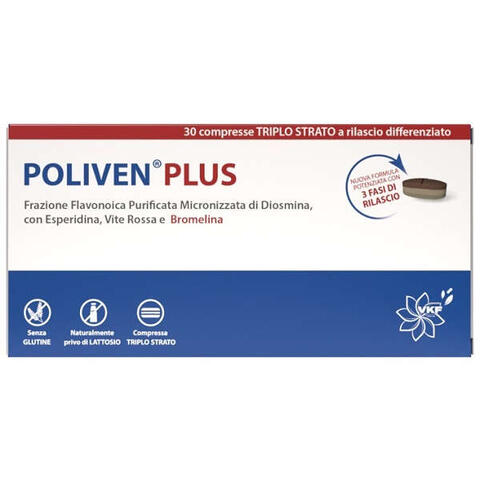 Poliven plus - 30 compresse triplo strato senza glutine naturalmente privo di lattosio