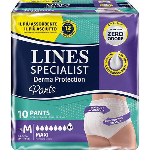 Lines - Pannolone per incontinenza  specialist derma pants maxi m 10 pezzi