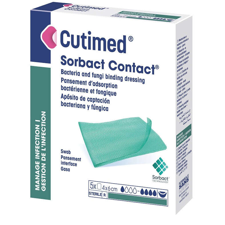 Cutimed - Medicazione idrofobica  sorbact contact 4x6 cm 5 pezzi