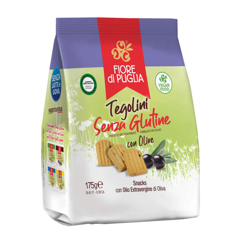 Fiore di puglia  tegolini con olive - Fiore di puglia tegolini con olive 175 g