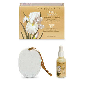 Iris biancomedaglione - Iris bianco medaglione ceramica profumato cassetti armadi