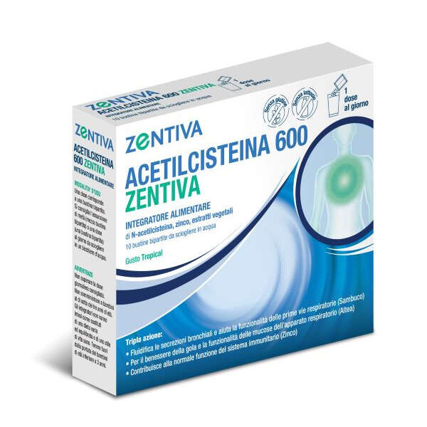 Zentiva - Acetilcisteina 600  10 bustine bipartite gusto tropical