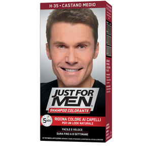 Just for men - Shampoo colorante h35 castano medio attivatore chiaro 38,5 ml + base colore 27,5 ml