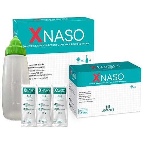 Xnaso - Soluzione salina con peg 3350 e sali per irrigazione nasale  30 bustine + 1 erogatore