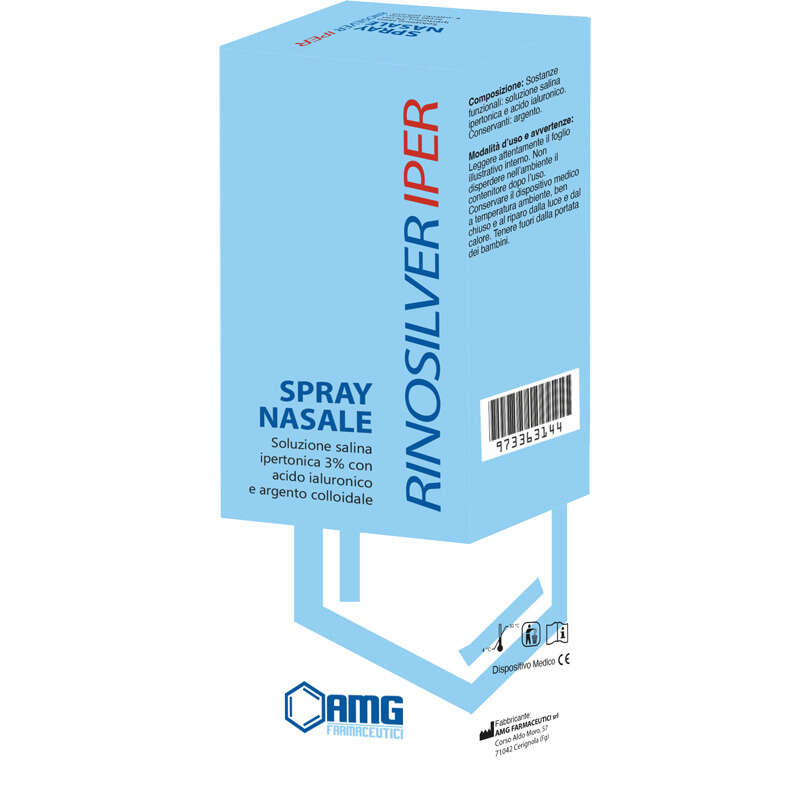 Amg farmaceutici - Rinosilver soluzione salina ipertonica 3% con acido ialuronico e argento colloidale spray nasale 20 ml