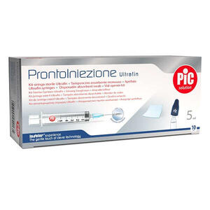 Prontoiniezione ultrafin kit siringa tampone - Prontoiniezione ultrafin kit siringa sterile 5 ml gauge 23 10 pezzi + tamponcino assorbente monouso + aprifiala