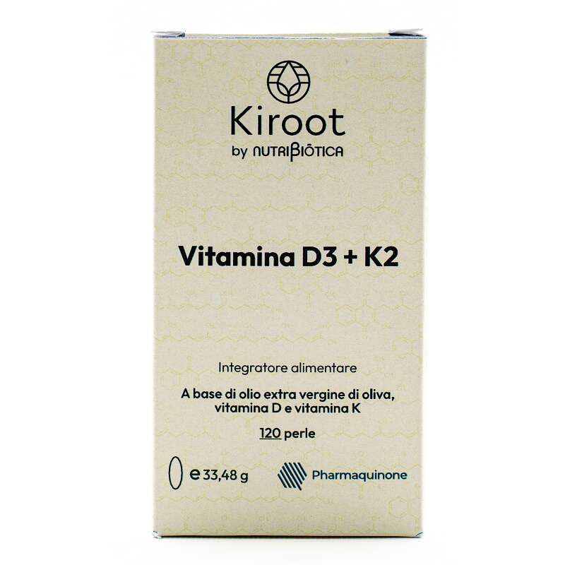 Kiroot vitamina d3 + k2 - Kiroot by nutribiotica vitamina d3+k2 120 perle senza glutine senza lattosio