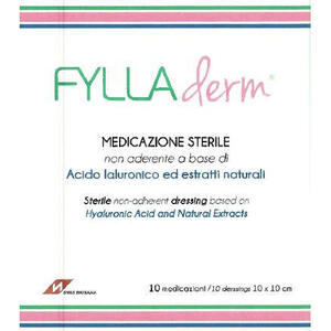Fylladerm - Medicazione non aderente  a base di acido ialuronico 10 x 10 cm 10 buste