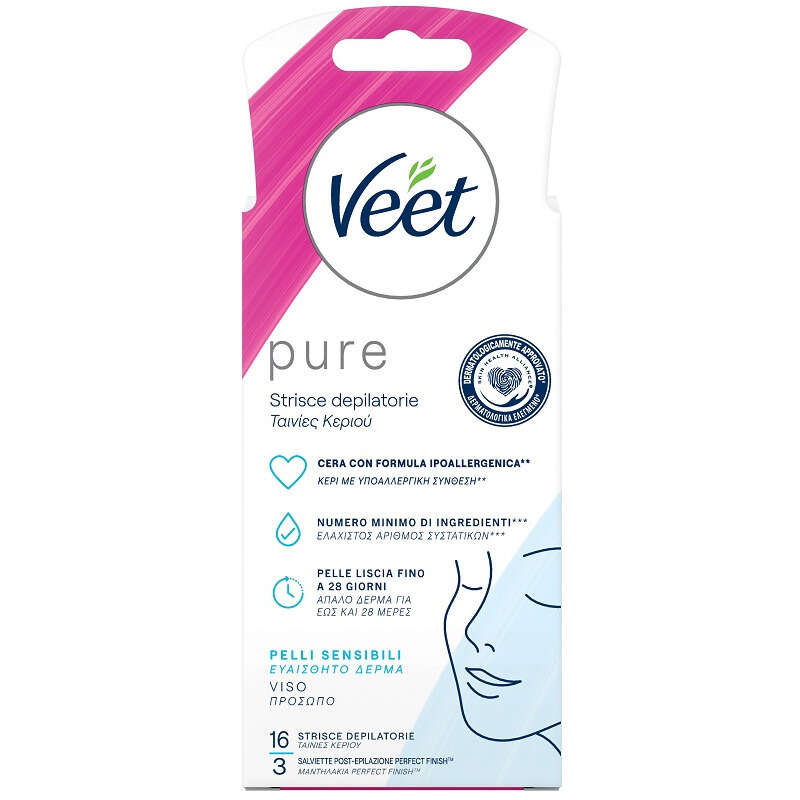 Veet - Strisce viso ipoallergeniche 16 pezzi