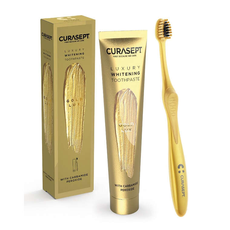 Curasept - Gold luxury whitening dentifricio 75 ml + spazzolino